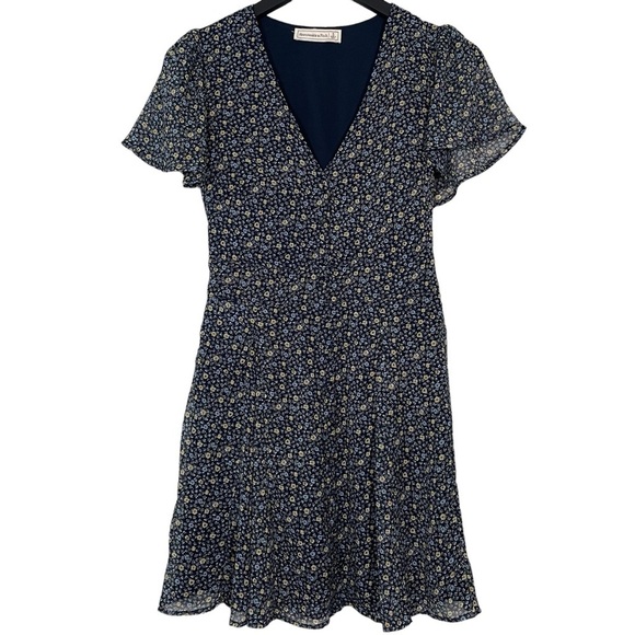 Abercrombie & Fitch Ditzy Floral Print Mini Dress Navy Blue Size S - Picture 1 of 7